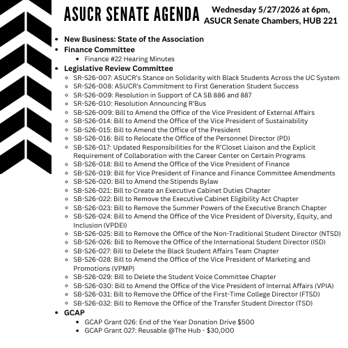 Senate Agenda Spring Week 9
